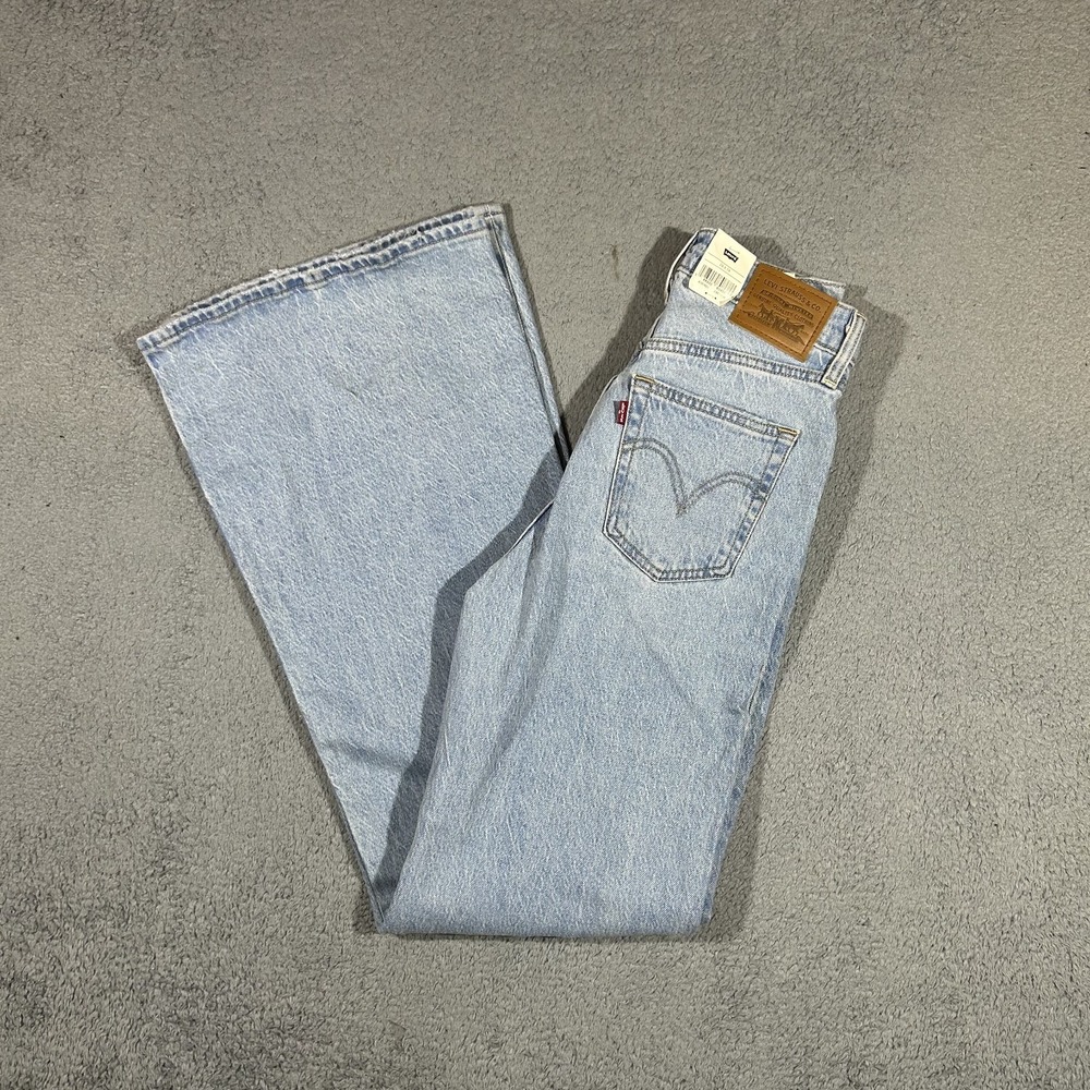 NWT LEVIS 26x34 Ribcage Bell Blue Jeans Super High Rise Flare Retro #4057
